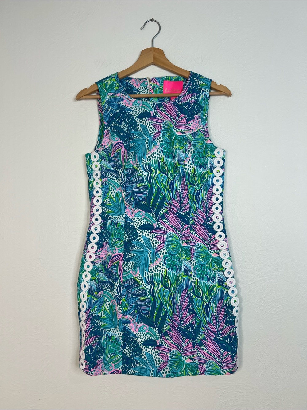 Lilly Pulitzer Sleeveless Floral Pattern Shift Dress in Teal & Pink size 2